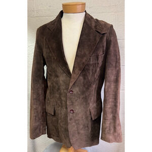 Vintage Begedor Suede Two Button Blazer Brown Size 44 Made in Argentina